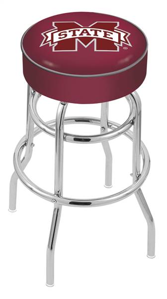  Mississippi State 25" Double-Ring Swivel Counter Stool with Chrome Finish   