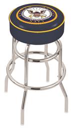  U.S. Navy 25" Double-Ring Swivel Counter Stool with Chrome Finish   