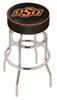  Oklahoma State 25" Double-Ring Swivel Counter Stool with Chrome Finish   