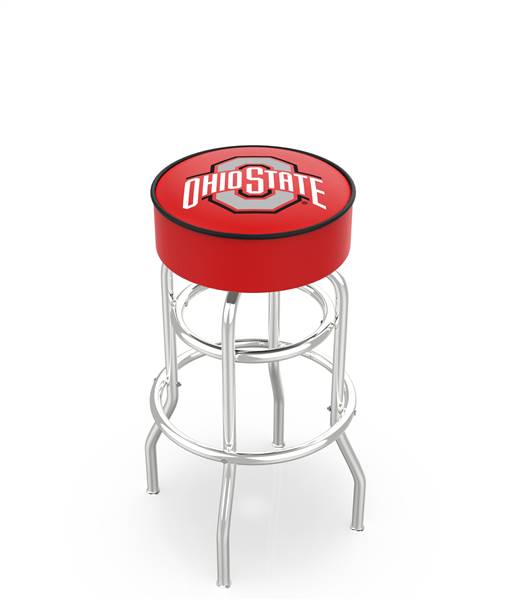  Ohio State 25" Double-Ring Swivel Counter Stool with Chrome Finish   
