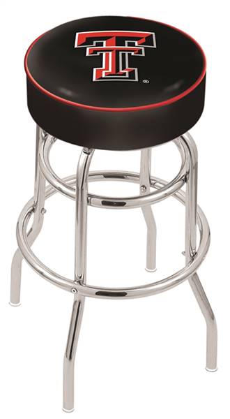  Texas Tech 25" Double-Ring Swivel Counter Stool with Chrome Finish   