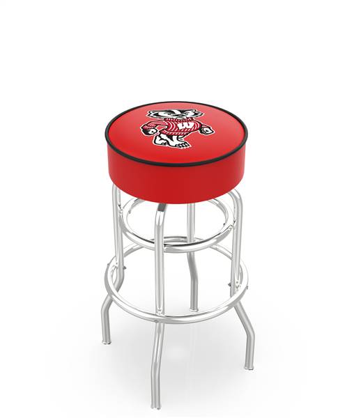  Wisconsin "Badger" 25" Double-Ring Swivel Counter Stool with Chrome Finish   