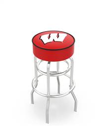  Wisconsin "W" 25" Double-Ring Swivel Counter Stool with Chrome Finish   