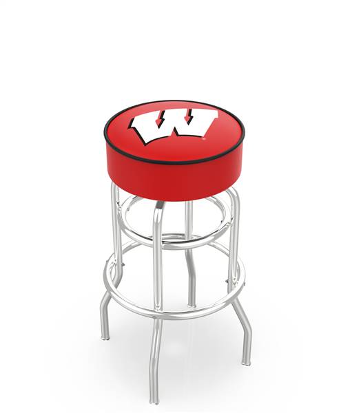  Wisconsin "W" 25" Double-Ring Swivel Counter Stool with Chrome Finish   