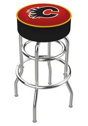  Calgary Flames 30" Double-Ring Swivel Bar Stool with Chrome Finish   