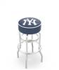  New York Yankees 30" Doubleing Swivel Bar Stool with Chrome Finish   