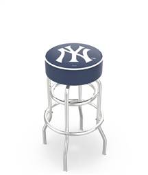  New York Yankees 30" Doubleing Swivel Bar Stool with Chrome Finish   