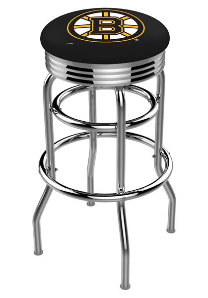 Boston Bruins 25" Double-Ring Swivel Counter Stool with Chrome Finish  
