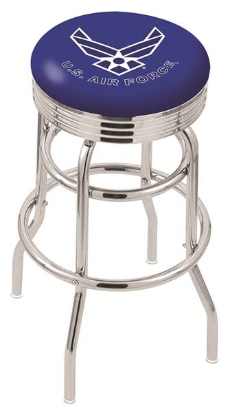  U.S. Air Force 25" Double-Ring Swivel Counter Stool with Chrome Finish  
