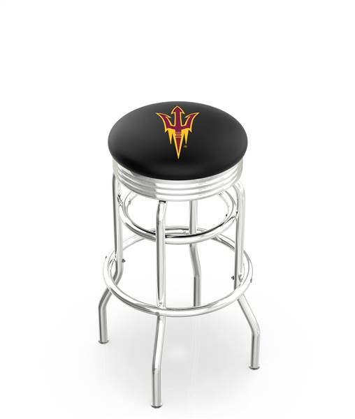  Arizona State (Pitchfork) 25" Double-Ring Swivel Counter Stool with Chrome Finish  