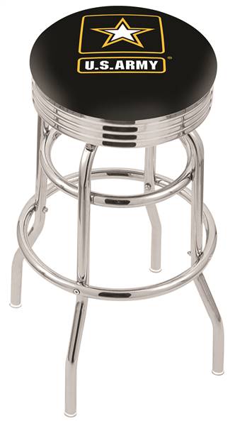  U.S. Army 25" Double-Ring Swivel Counter Stool with Chrome Finish  