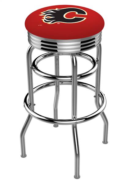  Calgary Flames 25" Double-Ring Swivel Counter Stool with Chrome Finish  