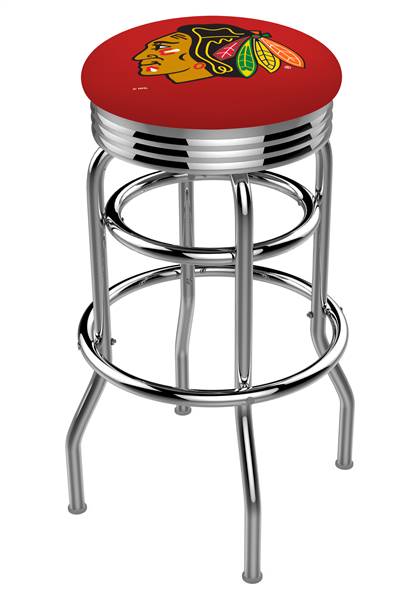  Chicago Blackhawks 25" Double-Ring Swivel Counter Stool with Chrome Finish  