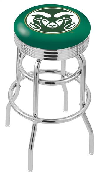  Colorado State 25" Double-Ring Swivel Counter Stool with Chrome Finish  