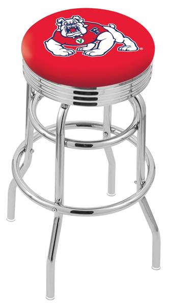  Fresno State 25" Double-Ring Swivel Counter Stool with Chrome Finish  