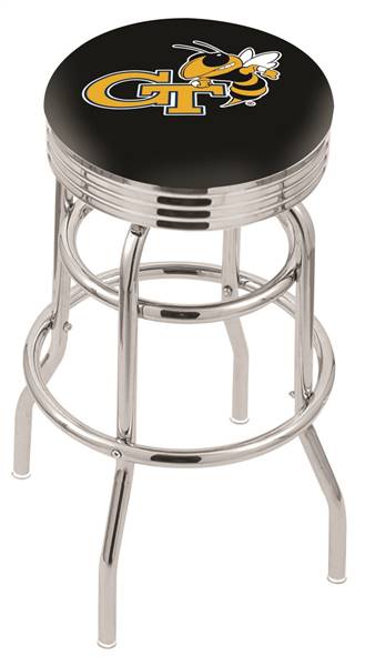  Georgia Tech 25" Double-Ring Swivel Counter Stool with Chrome Finish  