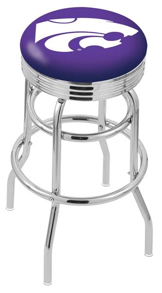  Kansas State 25" Double-Ring Swivel Counter Stool with Chrome Finish  