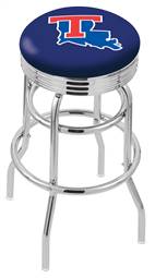  Louisiana Tech 25" Double-Ring Swivel Counter Stool with Chrome Finish  