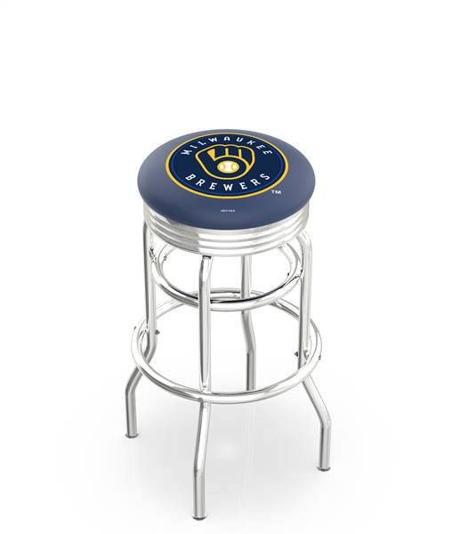  Milwaukee Brewers 25" Doubleing Swivel Counter Stool with Chrome Finish  