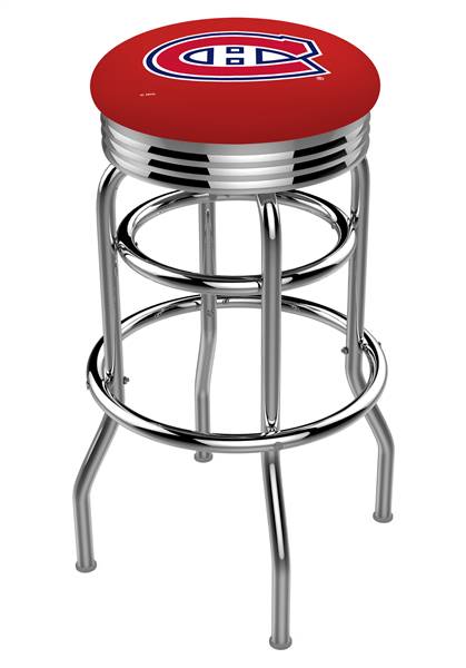  Montreal Canadiens 25" Double-Ring Swivel Counter Stool with Chrome Finish  