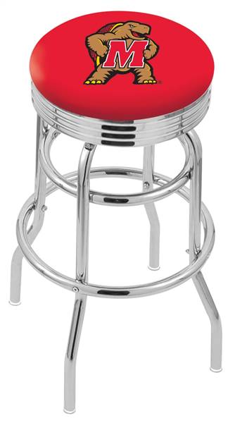  Maryland 25" Double-Ring Swivel Counter Stool with Chrome Finish  