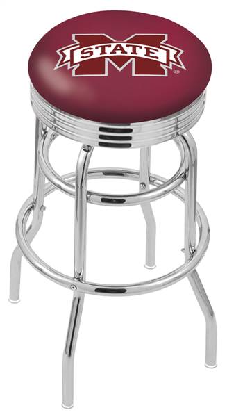  Mississippi State 25" Double-Ring Swivel Counter Stool with Chrome Finish  