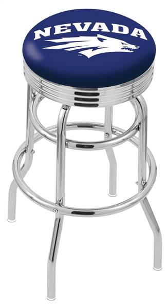  Nevada 25" Double-Ring Swivel Counter Stool with Chrome Finish  