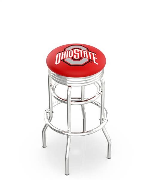  Ohio State 25" Double-Ring Swivel Counter Stool with Chrome Finish  
