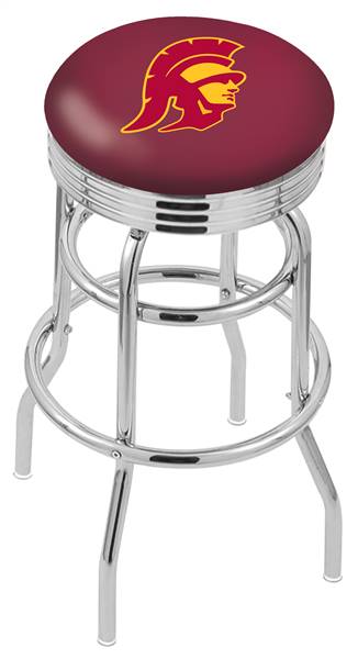  USC Trojans 25" Double-Ring Swivel Counter Stool with Chrome Finish  