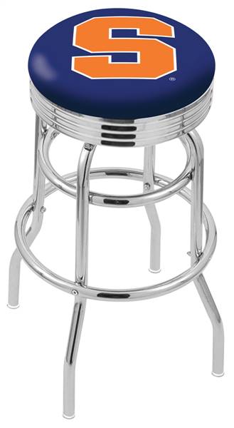  Syracuse 25" Double-Ring Swivel Counter Stool with Chrome Finish  