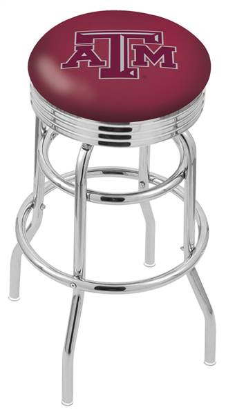  Texas A&M 25" Double-Ring Swivel Counter Stool with Chrome Finish  