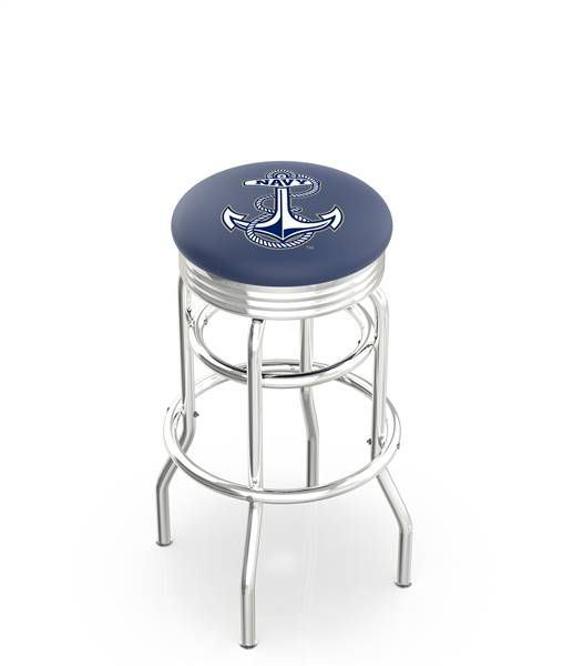  US Naval Academy (NAVY) 25" Double-Ring Swivel Counter Stool with Chrome Finish  