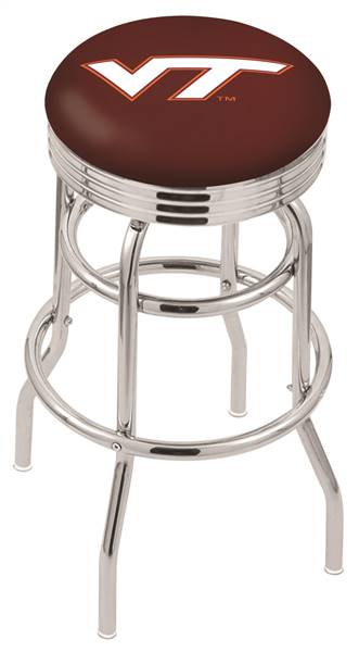  Virginia Tech 25" Double-Ring Swivel Counter Stool with Chrome Finish  