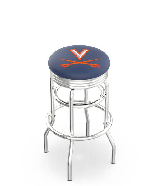  Virginia 25" Double-Ring Swivel Counter Stool with Chrome Finish  