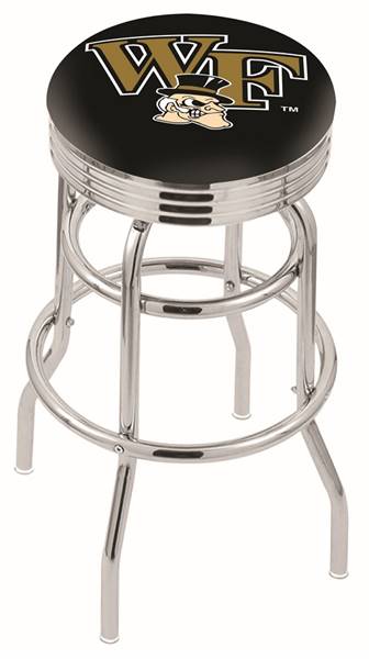  Wake Forest 25" Double-Ring Swivel Counter Stool with Chrome Finish  