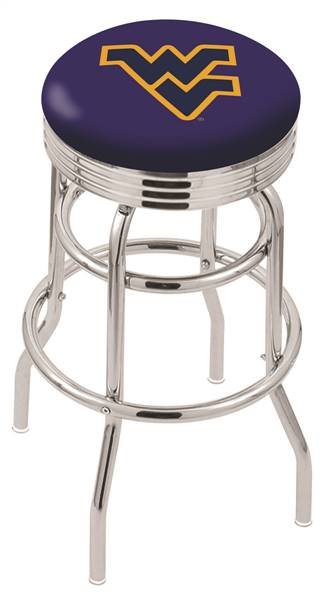 West Virginia 25" Double-Ring Swivel Counter Stool with Chrome Finish  