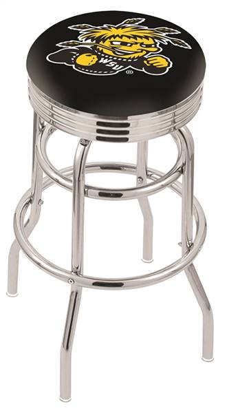  Wichita State 25" Double-Ring Swivel Counter Stool with Chrome Finish  