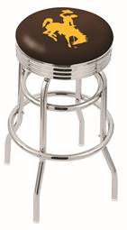  Wyoming 25" Double-Ring Swivel Counter Stool with Chrome Finish  