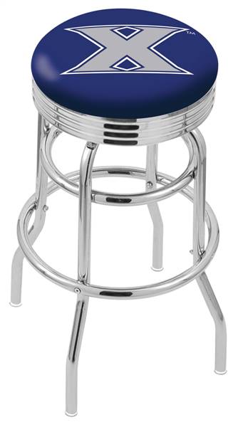  Xavier 25" Double-Ring Swivel Counter Stool with Chrome Finish  