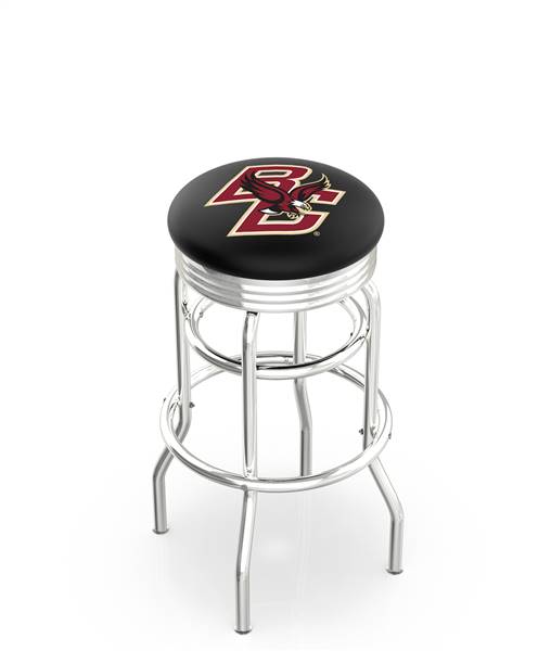  Boston College 30" Double-Ring Swivel Bar Stool with Chrome Finish  