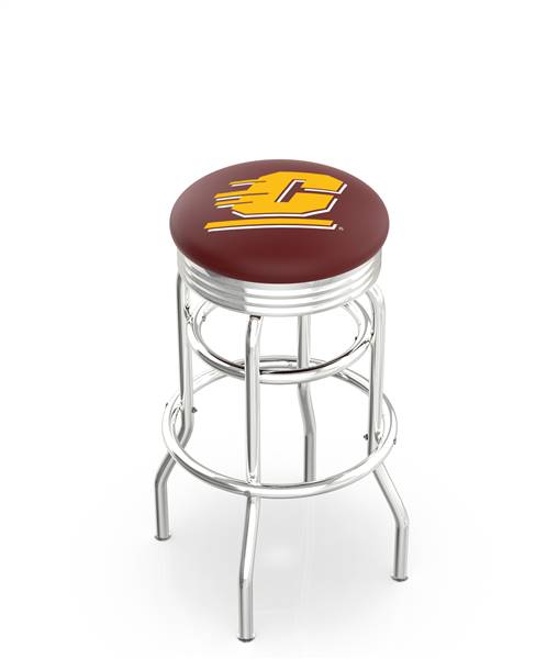  Central Michigan 30" Double-Ring Swivel Bar Stool with Chrome Finish  