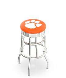  Clemson 30" Double-Ring Swivel Bar Stool with Chrome Finish  