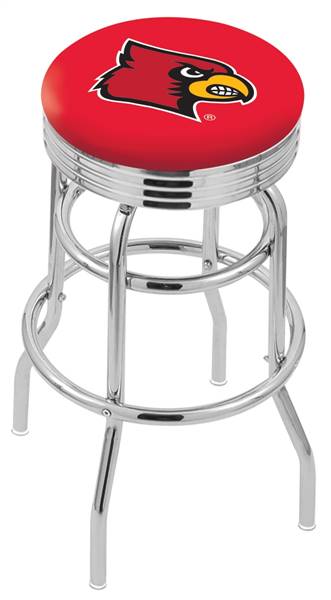  Louisville 30" Double-Ring Swivel Bar Stool with Chrome Finish  