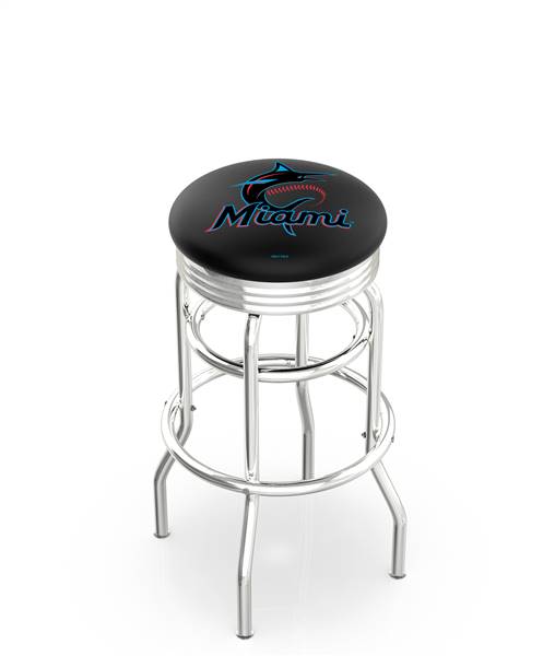  Miami Marlins 30" Doubleing Swivel Bar Stool with Chrome Finish  