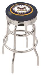  U.S. Navy 30" Double-Ring Swivel Bar Stool with Chrome Finish  