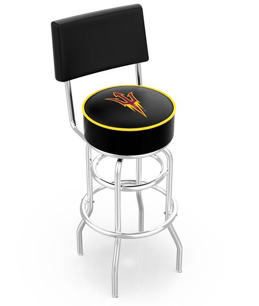  Arizona State 25" Double-Ring Swivel Counter Stool with a Back and Pitchfork Logo by the Holland Bar Stool Company  