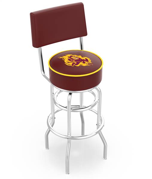  Arizona State 25" Double-Ring Swivel Counter Stool with a Back and Sparky Logo by the Holland Bar Stool Company  