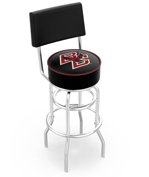  Boston College 25" Double-Ring Swivel Counter Stool with Chrome Finish  