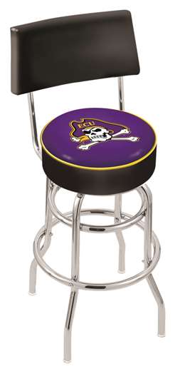  East Carolina 25" Double-Ring Swivel Counter Stool with Chrome Finish  