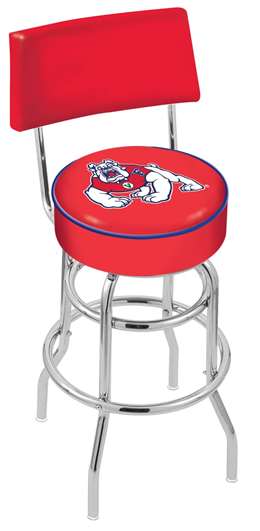  Fresno State 25" Double-Ring Swivel Counter Stool with Chrome Finish  